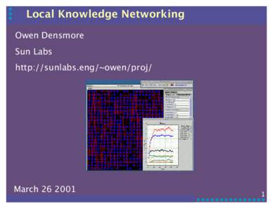 Local Knowledge Networking Owen Densmore Sun Labs http://sunlabs.eng/~owen/proj/  March