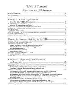 Table of Contents Direct Loan and FFEL Programs Introduction.................................................................................... i RECENT CHANGES ..........................................................