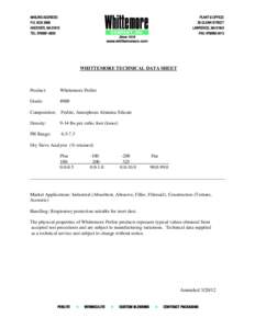 WHITTEMORE TECHNICAL DATA SHEET  Product: Whittemore Perlite