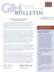 Helping grantmakers improve the health of all people BULLETIN N OV E M B E R 17, 2014