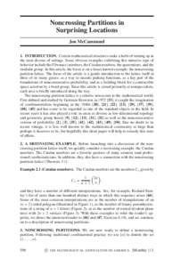 Enumerative combinatorics / Noncrossing partition / Group theory / Order theory / Partition of a set / Probability theory / Permutation / Free probability / Catalan number / Mathematics / Combinatorics / Abstract algebra