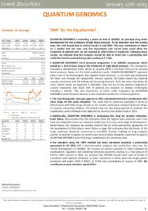 Invest Securities  27January janvier 2015 27th 2015