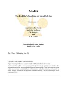 Muditā: The Buddha’s Teaching on Unselfish Joy: Four Essays