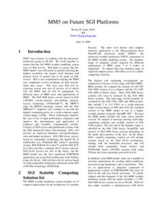 MM5 on Future SGI Platforms Wesley B. Jones, Ph.D. SGI Email:  June 21, 2000