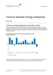 EnterprisesTurnover estimate of large enterprises 2018, April  Turnover of large enterprises contracted in April
