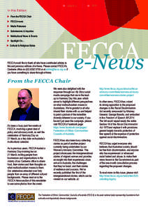 ISSUE[removed]I n t h i s Ed i ti o n : u From the FECCA Chair