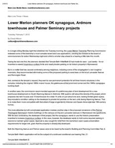 Print - Lower Merion planners OK synagogue, Ardmore townhouse and Palmer Seminary projects - Main Line Media News