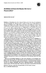 Religion, State & Society, Vol. 29, No. 1, 2001  Buddhism in Postsoviet Russia: Revival or