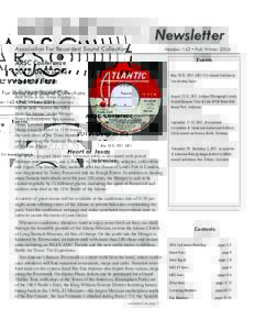 Association For Recorded Sound Collections  Newsletter Number 142 • Fall/WinterEvents