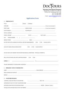 Doctours Pty Ltd ABNPO Box 458, Northbridge NSW 1560 Tel: Fax: Email:  April 2014