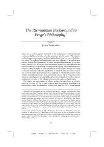 The Riemannian Background to Frege’s Philosophy1 Jamie Tappenden