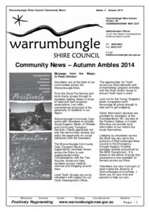 Warrumbungle Shire Council Community News  Edition 4 Autumn 2014