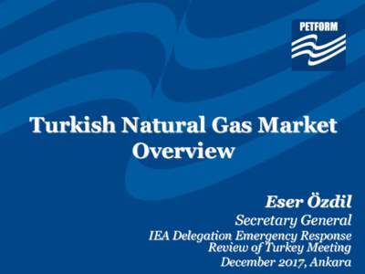 Turkish Natural Gas Market Overview Eser Özdil Secretary General IEA Delegation Emergency Response Review of Turkey Meeting
