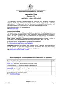 Adoption Visa (Subclass 102) Application Document Checklist