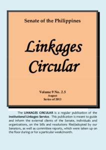 Senate of the Philippines  Linkages Circular Volume 9 No. 2.5 August