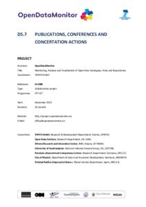 D5.7  PUBLICATIONS, CONFERENCES AND CONCERTATION ACTIONS  PROJECT
