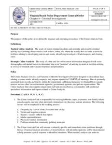 Operational General Order[removed]Crime Analysis Unit PAGE 1 OF 3