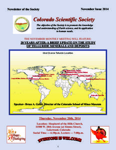 November Issue[removed]Newsletter of the Society Colorado Scientific Society The objective of the Society is to promote the knowledge