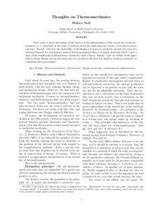 Thoughts on Thermomechanics Walter Noll Department of Mathematical Sciences