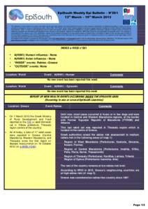 EpiSouth Weekly Epi Bulletin – N°261 13th March – 19th March 2013 Departement International