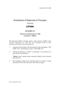 Instrument No.191 of[removed]Amendment of Statement of Principles concerning  LIPOMA