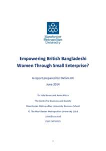 Empowering British Bangladeshi Women Through Small Enterprise?