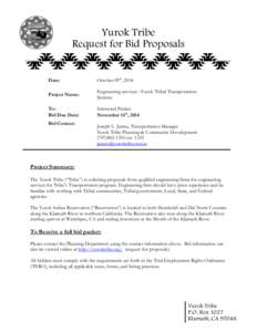 Yurok Tribe Request for Bid Proposals Date:  October 09th, 2014