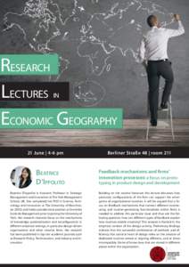 Research Lectures Economic Geography in  21 June | 4-6 pm