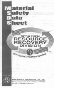 MATERIAL SAFETY DATA SHEET Prepared to U.S. OSHA CMA ANSI and Canadian WHMlS Standards  PART I