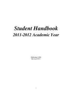 Student Handbook[removed]Academic Year Published 1990 Revised 2011