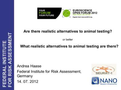 FEDERAL INSTITUTE FOR RISK ASSESSMENT Are there realistic alternatives to animal testing? or better