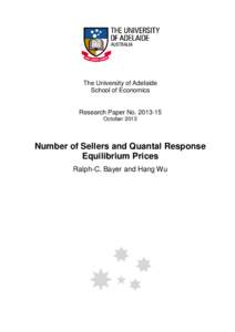 The University of Adelaide School of Economics Research Paper No[removed]October 2013