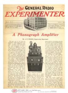 A Phonograph Amplifier - GenRad Experimenter April 1928