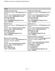 NAHMA Communities of Quality® (COQ) Directory  Listing Albright aka Meadowlark Management Company: PK Management, LLC Property