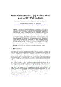 Faster multiplication in Z2m[x] on Cortex-M4 to speed up NIST PQC candidates