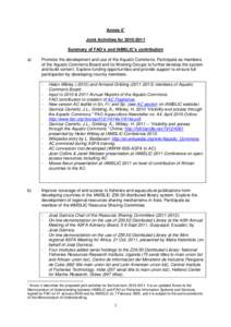 Annex 41 Joint Activities for[removed]Summary of FAO’s and IAMSLIC’s contribution a)  Promote the development and use of the Aquatic Commons. Participate as members