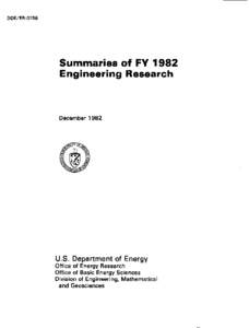 DOE/ER[removed]Summaries of FY 1982 Engineering Research  December 1982