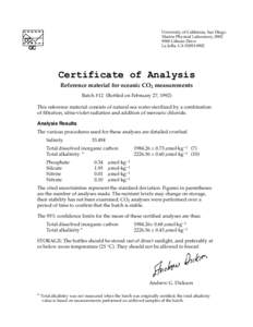 University of California, San Diego Marine Physical Laboratory, [removed]Gilman Drive La Jolla, CA[removed]CO2