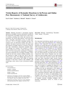 J Youth Adolescence DOIs10964EMPIRICAL RESEARCH  Victim Reports of Bystander Reactions to In-Person and Online
