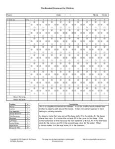 The Baseball Scorecard for Children  Team: Date: