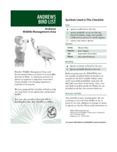 ANDREWS BIRD LIST Symbols Used in This Checklist Type