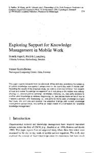 S. B0dker, M. Kyng, and K. Schmidt (eds.). Proceedings of the Sixth European Conference on Computer-Supported Cooperative Work, 12-16 September 1999, Copenhagen, Denmark © 1999 Kluwer Academic Publishers. Printed in the