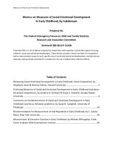 Memos on Measures of Social-Emotional Development in Early Childhood, by Subdomain