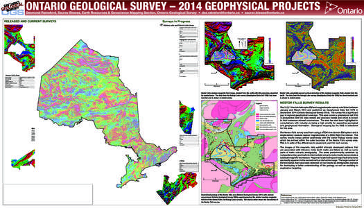 ONTARIO GEOLOGICAL SURVEY – 2014 GEOPHYSICAL PROJECTS Desmond Rainsford, Saurav Biswas, Earth Resources & Geoscience Mapping Section, Ontario Geological Survey • [removed] • [removed] 