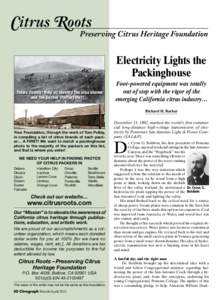 Citrus Roots  Preserving Citrus Heritage Foundation Electricity Lights the Packinghouse