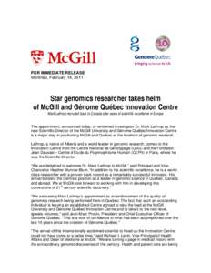 Genomics / The Centre for Applied Genomics / Center for the Study of Human Polymorphisms / McGill University / Human genome / HumGen / Genetics / Biology / Bioinformatics