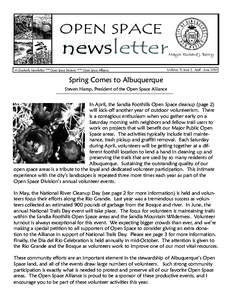 OPEN SPACE  newsletter A Quarterly Newsletter of the Open Space Division and the Open Space Alliance
