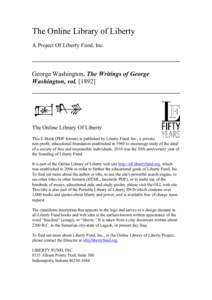 The Online Library of Liberty A Project Of Liberty Fund, Inc. George Washington, The Writings of George Washington, vol[removed]]