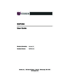 SGPCI64 User Guide Revision Information:  Revision 1.0