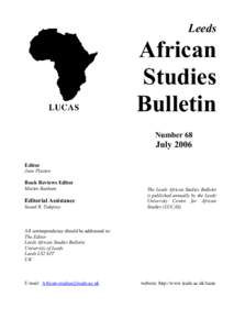 Leeds  African Studies Bulletin Number 68